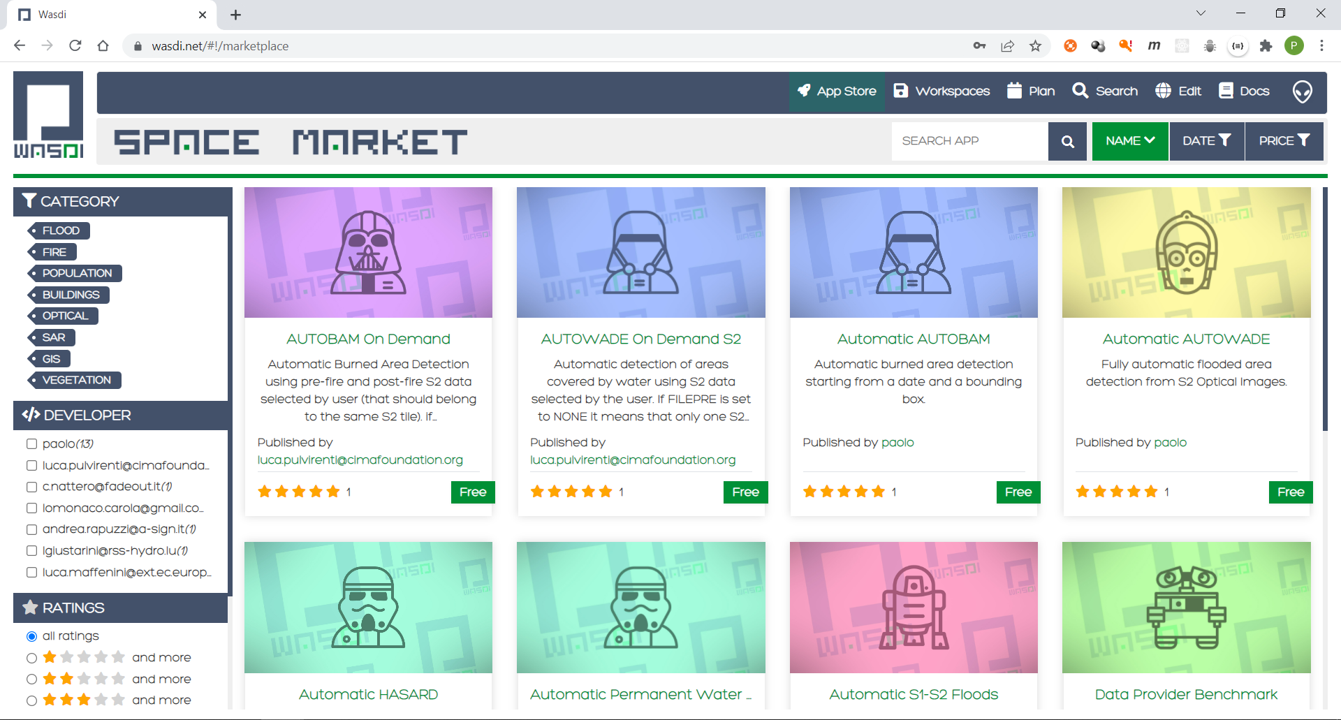 the Marketplace page
