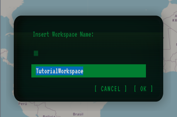 the Workspaces Name pop-up window