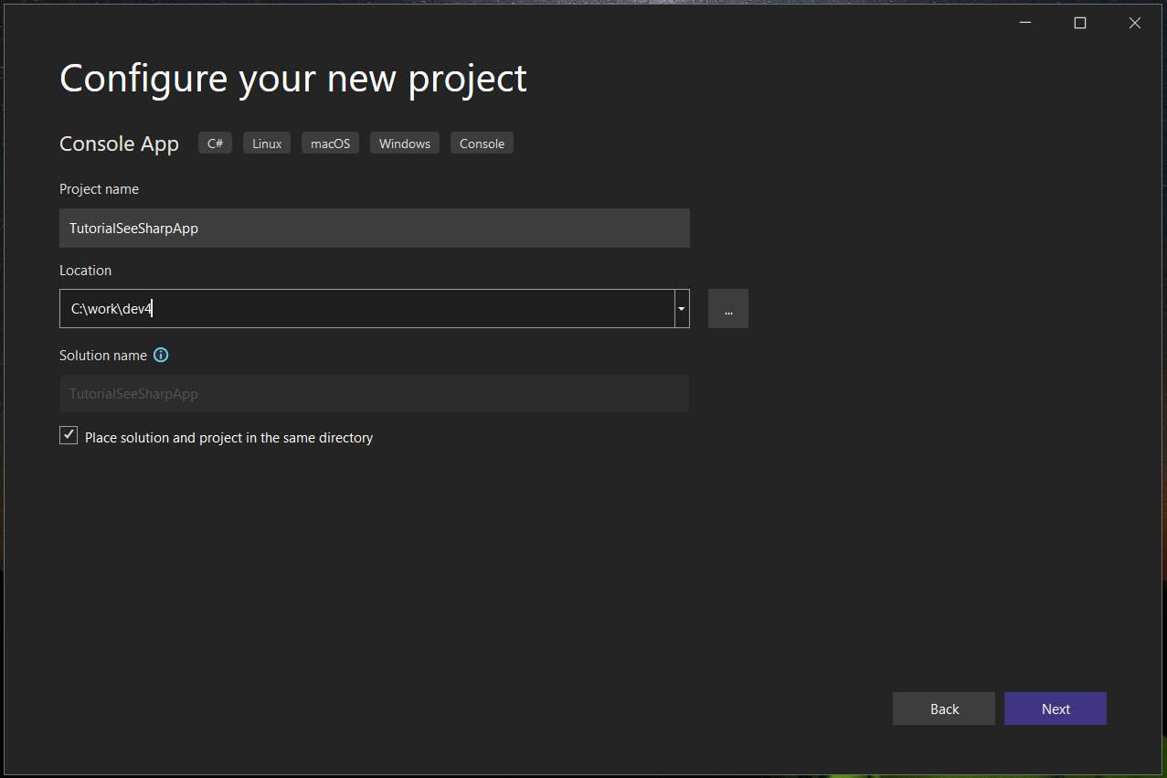 configure the new project