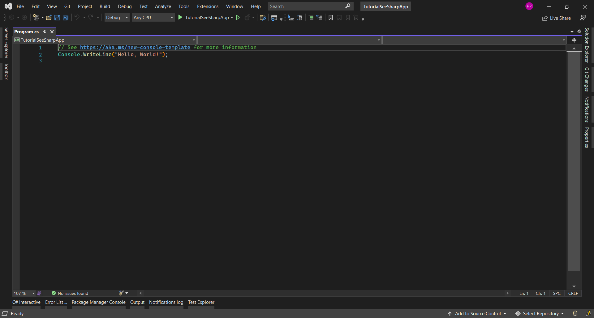 open the new project in MS Visual Studio